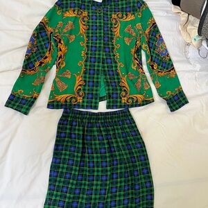 Lillie Rubin Green and Blue Top and Skirt Set